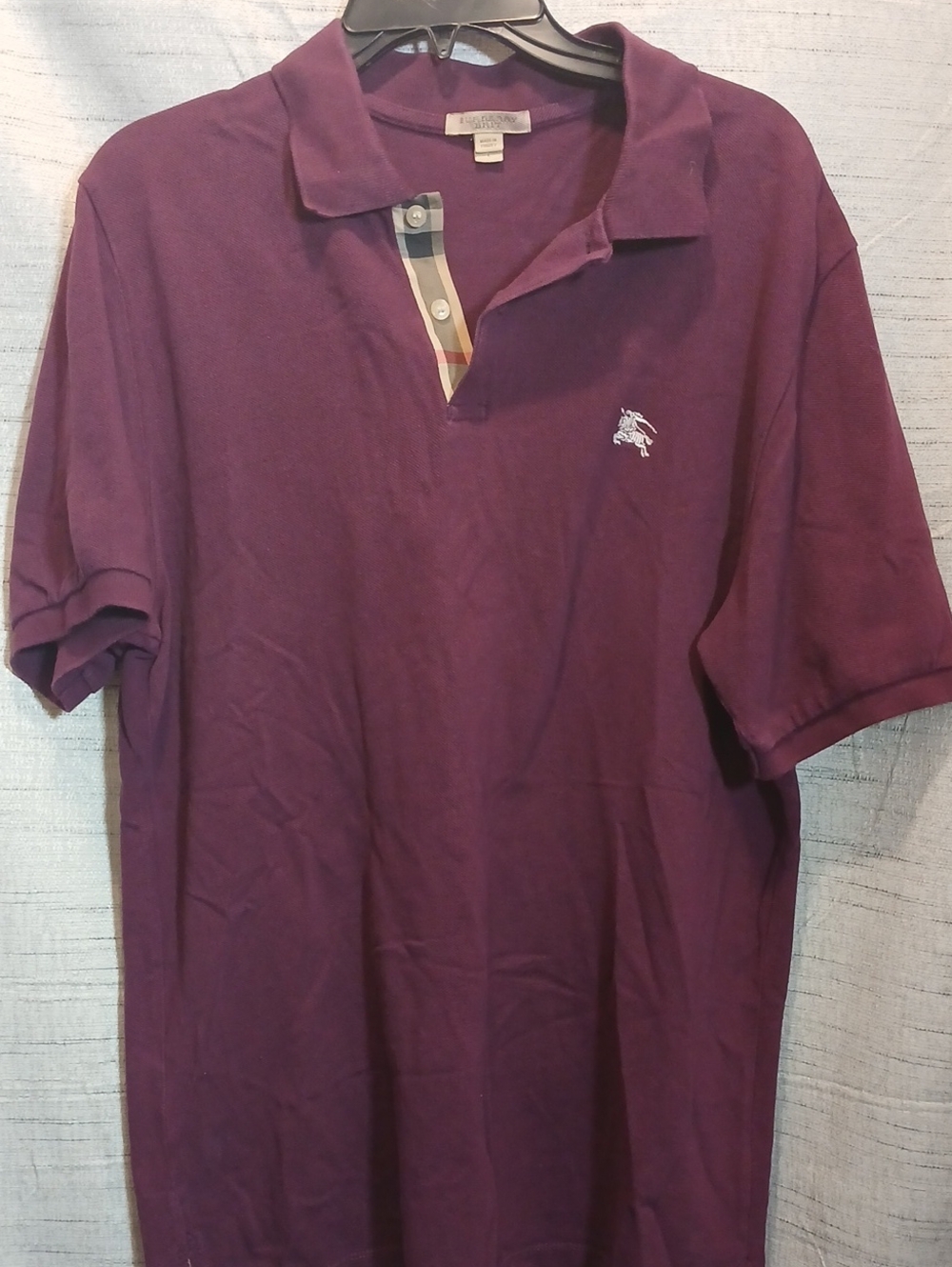 Burberry Plum Polo with Signature Check Placket